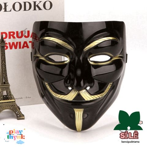 Mặt Nạ Anonymous Độc Đáo - Phụ Kiện Cosplay Halloween Vàng Bạc Đen Trắng, Mặt Nạ Hóa Trang Tuyệt Hảo cho Fan Văn Hóa Hacker