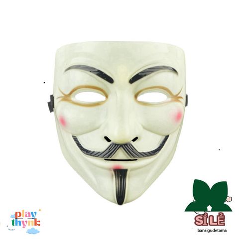 Mặt nạ V For Vendetta Halloween - Mặt nạ ma kinh dị cho trang phục độc đáo, phong cách điện ảnh, chất liệu nhựa nhẹ 19x16cm