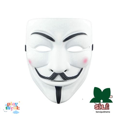 Mặt nạ V For Vendetta Halloween - Mặt nạ ma kinh dị cho trang phục độc đáo, phong cách điện ảnh, chất liệu nhựa nhẹ 19x16cm