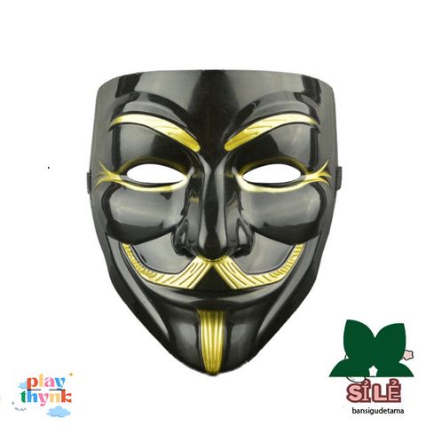 Mặt nạ V For Vendetta Halloween - Mặt nạ ma kinh dị cho trang phục độc đáo, phong cách điện ảnh, chất liệu nhựa nhẹ 19x16cm