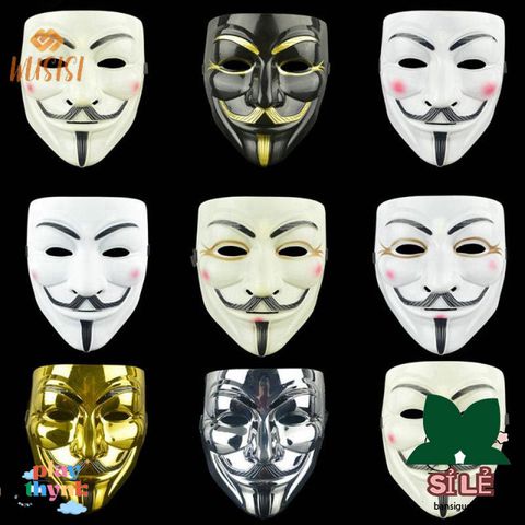 Mặt nạ Guy Fawkes V for Vendetta - Phụ kiện Halloween Nhựa Trắng Đen cho Trang Phục & Biểu Diễn COS