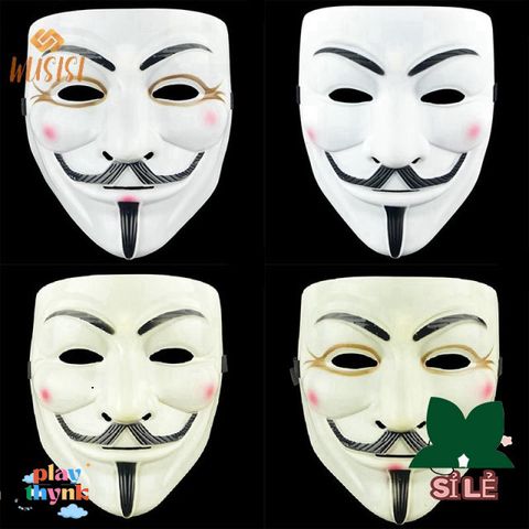 Mặt nạ Guy Fawkes V for Vendetta - Phụ kiện Halloween Nhựa Trắng Đen cho Trang Phục & Biểu Diễn COS