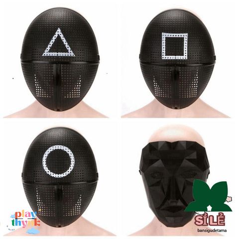 Mặt nạ Cosplay Trò Chơi Con Mực - Mặt Nạ Halloween Hình Tam Giác Đen Cho Nam Nữ, Đạo Cụ Thời Trang Phim Hàn Quốc