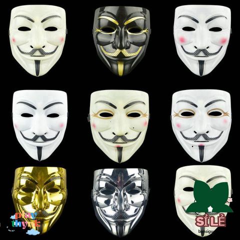 Mặt Nạ Hacker Anonymous Trắng - Phụ Kiện Thời Trang Độc Đáo Biểu Tượng Vendetta, Chất Liệu Nhựa Dẻo, Kích Thước 20x15x10cm