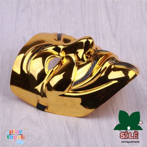 Mặt Nạ Vàng Lấp Lánh Hacker 2021 - Trang Phục Hóa Trang Halloween, Phụ Kiện Tiệc Hóa Trang Cho Trẻ Em và Người Lớn