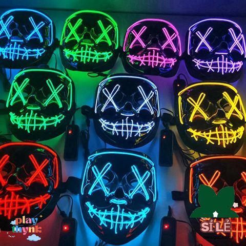 Mặt Nạ Phát Sáng Neon - Mặt Nạ Rave Dành Cho Tiệc Tùng, Chất Liệu PVC, Nhiều Chế Độ Ánh Sáng, Phụ Kiện Thời Trang Độc Đáo