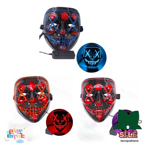 Mặt Nạ Phát Sáng Neon - Mặt Nạ Rave Dành Cho Tiệc Tùng, Chất Liệu PVC, Nhiều Chế Độ Ánh Sáng, Phụ Kiện Thời Trang Độc Đáo