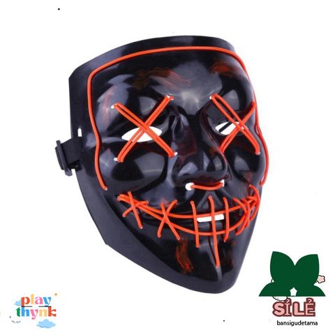 Mặt Nạ Phát Sáng Neon - Mặt Nạ Rave Dành Cho Tiệc Tùng, Chất Liệu PVC, Nhiều Chế Độ Ánh Sáng, Phụ Kiện Thời Trang Độc Đáo