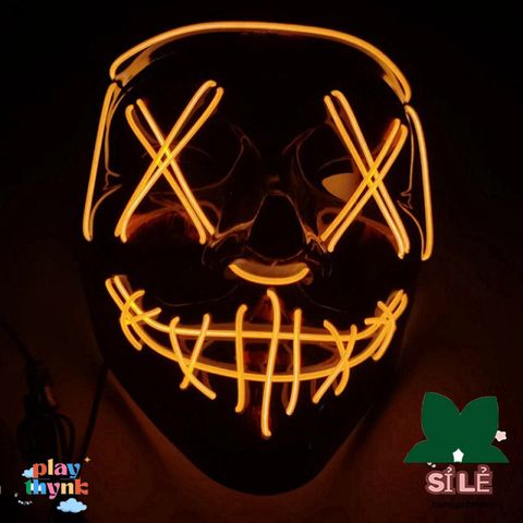 Mặt Nạ Phát Sáng Neon - Mặt Nạ Rave Dành Cho Tiệc Tùng, Chất Liệu PVC, Nhiều Chế Độ Ánh Sáng, Phụ Kiện Thời Trang Độc Đáo