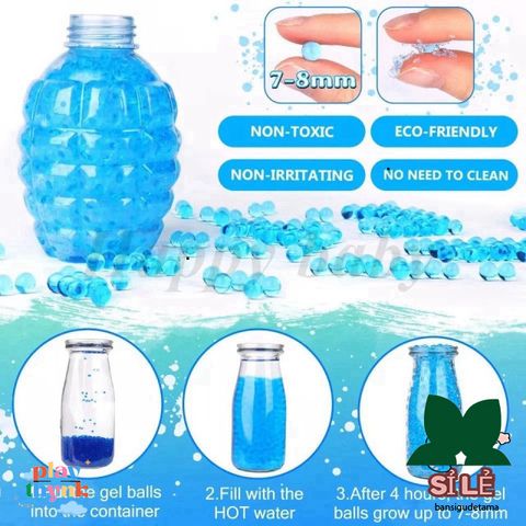 Bộ 15 Bóng Hydrogel Pha Lê Dành Cho Trẻ Em - Hạt Nở Chống Sốc, Đồ Chơi Nước An Toàn 6-7mm, 7-8mm, 9-11mm
