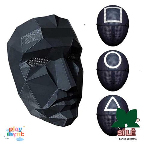 Mặt Nạ Cosplay Squid Game - Hình Độc Đáo Cho Halloween, Vòng Tròn, Vuông, Tam Giác, Phụ Kiện Thời Trang Cosplay