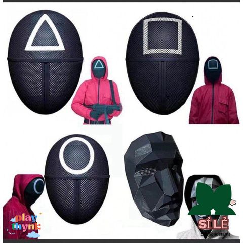 Mặt Nạ Cosplay Squid Game - Hình Độc Đáo Cho Halloween, Vòng Tròn, Vuông, Tam Giác, Phụ Kiện Thời Trang Cosplay