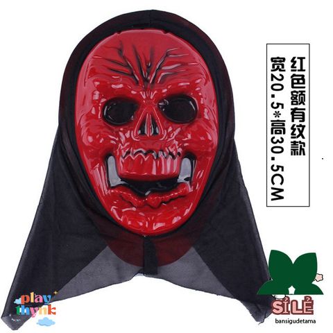 Mặt Nạ Scream Đen Huyền Bí - Phụ Kiện Halloween Kinh Dị Cho Bữa Tiệc Hóa Trang, Kích Thước 9x18cm, Chất Liệu Nhựa Dẻo