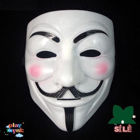 Mặt Nạ Hóa Trang Anonymous Vendetta Trắng Vàng Ánh Kim, Phong Cách Hacker Thời Thượng - Hoàn Hảo Cho Halloween & Lễ Hội