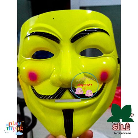 Mặt Nạ Hacker Anonymous - Phong Cách Hề Vàng & Trắng, Phụ Kiện Cosplay Độc Đáo, Hoạt Hình Halloween