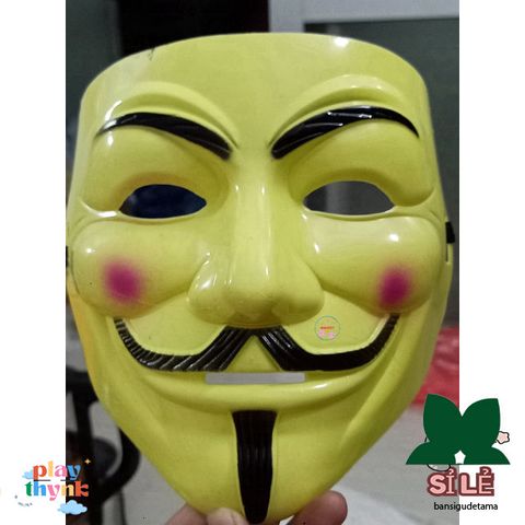 Mặt Nạ Hacker Anonymous - Phong Cách Hề Vàng & Trắng, Phụ Kiện Cosplay Độc Đáo, Hoạt Hình Halloween