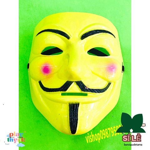 Mặt Nạ Hacker Anonymous - Phong Cách Hề Vàng & Trắng, Phụ Kiện Cosplay Độc Đáo, Hoạt Hình Halloween