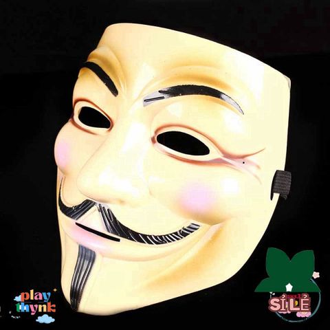 Mặt Nạ Hacker Anonymous - Phong Cách Hề Vàng & Trắng, Phụ Kiện Cosplay Độc Đáo, Hoạt Hình Halloween