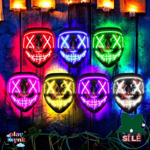 Mặt Nạ LED Phát Sáng 7 Màu - Đạo Cụ Halloween Huyền Bí và Độc Đáo, Hoàn Hảo Cho TikTok và Tiệc Tùng