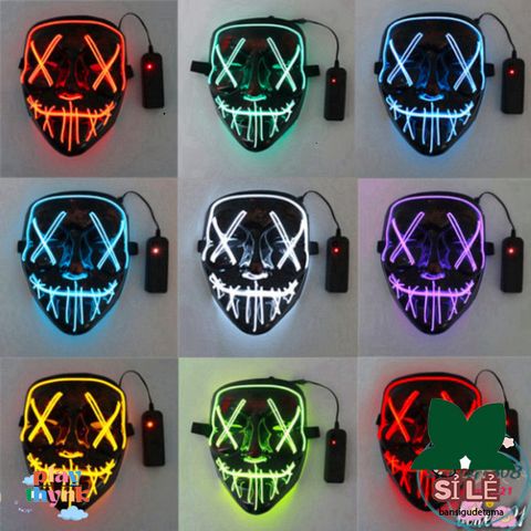 Mặt Nạ LED Phát Sáng 7 Màu - Đạo Cụ Halloween Huyền Bí và Độc Đáo, Hoàn Hảo Cho TikTok và Tiệc Tùng
