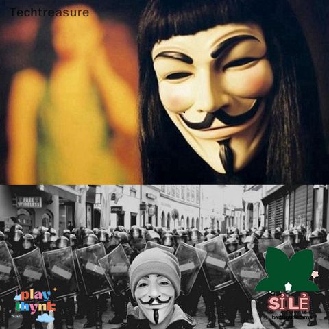 Mặt Nạ Guy Fawkes V for Vendetta - Khẩu Trang Halloween Độc Đáo Dành Cho Người Lớn, Phụ Kiện Tiệc Hóa Trang, Màu Trắng Đen