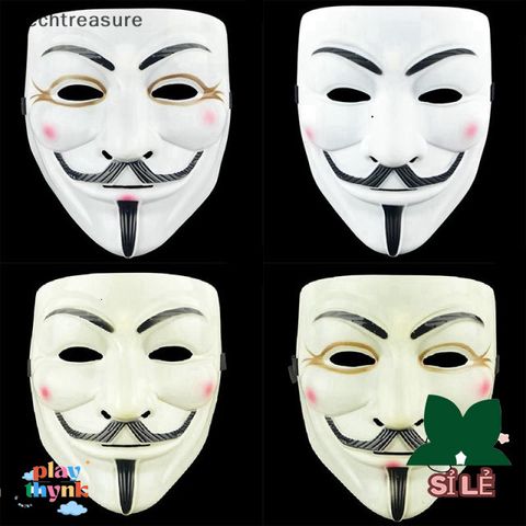 Mặt Nạ Guy Fawkes V for Vendetta - Khẩu Trang Halloween Độc Đáo Dành Cho Người Lớn, Phụ Kiện Tiệc Hóa Trang, Màu Trắng Đen