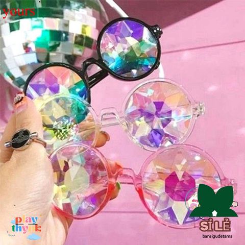 Kính Vạn Hoa Thời Trang - Kính Mắt Kaleidoscope Đặc Biệt Cho Bar & Tiệc, Gọng Trong Suốt Hồng/Đen, Quà Tặng Dự Tiệc độc đáo