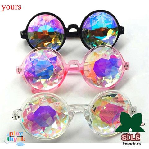 Kính Vạn Hoa Thời Trang - Kính Mắt Kaleidoscope Đặc Biệt Cho Bar & Tiệc, Gọng Trong Suốt Hồng/Đen, Quà Tặng Dự Tiệc độc đáo