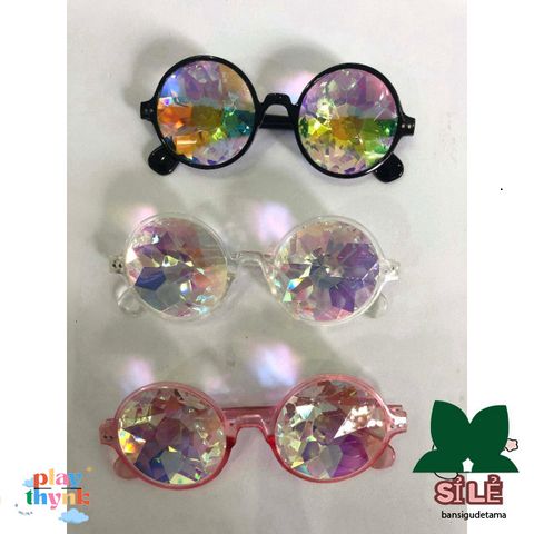 Kính Vạn Hoa Thời Trang - Kính Mắt Kaleidoscope Đặc Biệt Cho Bar & Tiệc, Gọng Trong Suốt Hồng/Đen, Quà Tặng Dự Tiệc độc đáo