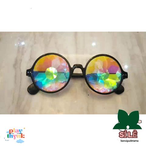 Kính Mặt Trời Vạn Hoa Đa Màu - Gọng Trong Suốt Hồng Đen Hoàn Hảo Cho Tiệc Tùng, Halloween và Sự Kiện Đường Phố