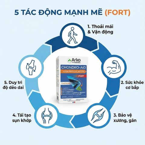 Viên Uống Arkopharma Chondro-Aid Arkoflex Fort 60 Viên - Giải Quyết Đau Nhức, Hỗ Trợ Khớp, Vitamin D & Glucosamine Cho Xương Khỏe Mạnh