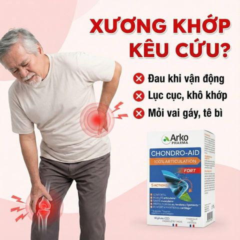 Viên Uống Arkopharma Chondro-Aid Arkoflex Fort 60 Viên - Giải Quyết Đau Nhức, Hỗ Trợ Khớp, Vitamin D & Glucosamine Cho Xương Khỏe Mạnh
