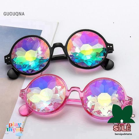 Kính Vạn Hoa GUOUqna - Kính Mát Phong Cách Tiệc Tùng 2023 Cho Nam Nữ, Quà Tặng Độc Đáo, Kính Tròn Nhựa PC