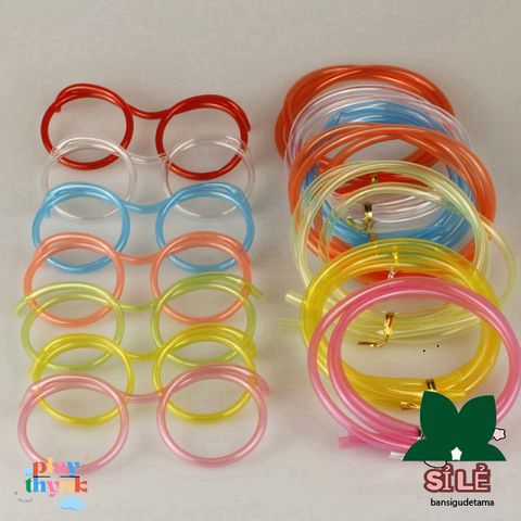 Ống Hút Nhựa Hình Kính Mát Cho Bé - Phụ Kiện Vui Chơi Halloween Đáng Yêu, Dài 67cm, Pet Chất Liệu Mềm Dẻo