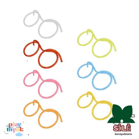 Ống Hút Nhựa Hình Kính Mát Cho Bé - Phụ Kiện Vui Chơi Halloween Đáng Yêu, Dài 67cm, Pet Chất Liệu Mềm Dẻo