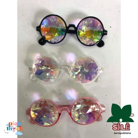 Kính Vạn Hoa Thời Trang - Kính Mát Trong Suốt Hồng Đen Cho Tiệc Tùng và Halloween - Phụ Kiện Bar Pug Sàn