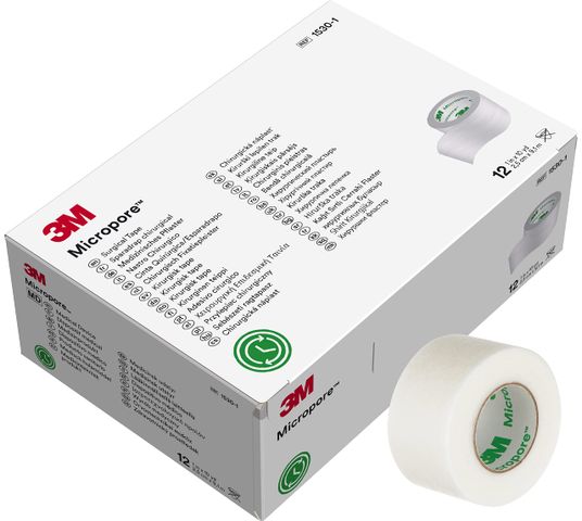 Hộp 12 Cuộn Băng Keo Giấy Y Tế 3M Micropore 1530-1 2.5cm x 9.1m - An Toàn Cho Da Nhạy Cảm, Dùng Trong Chăm Sóc Vết Thương