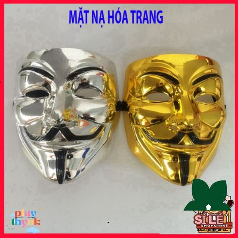 Mặt Nạ Nghệ Thuật Chú Hề Hacker Chính Hãng, Bạc Vàng Lấp Lánh - Phụ Kiện Thời Trang Độc Đáo cho Fan Vendetta