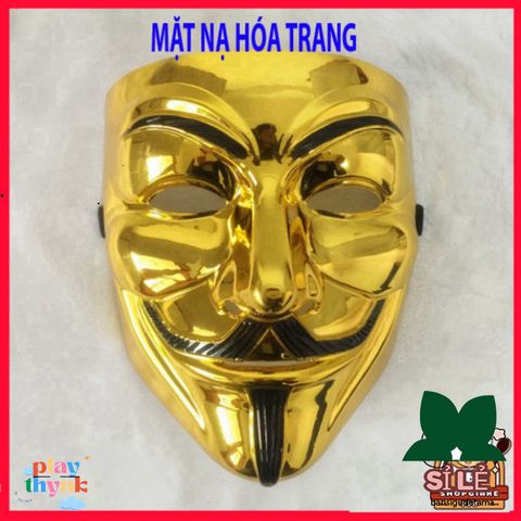 Mặt Nạ Nghệ Thuật Chú Hề Hacker Chính Hãng, Bạc Vàng Lấp Lánh - Phụ Kiện Thời Trang Độc Đáo cho Fan Vendetta