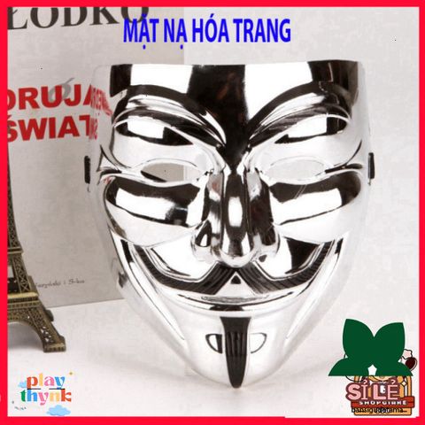 Mặt Nạ Nghệ Thuật Chú Hề Hacker Chính Hãng, Bạc Vàng Lấp Lánh - Phụ Kiện Thời Trang Độc Đáo cho Fan Vendetta