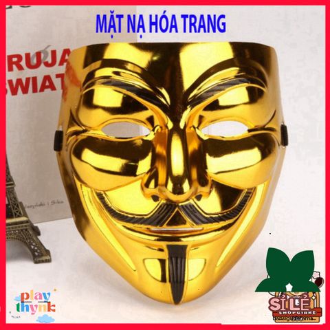 Mặt Nạ Nghệ Thuật Chú Hề Hacker Chính Hãng, Bạc Vàng Lấp Lánh - Phụ Kiện Thời Trang Độc Đáo cho Fan Vendetta