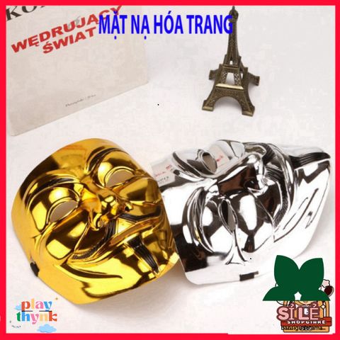 Mặt Nạ Nghệ Thuật Chú Hề Hacker Chính Hãng, Bạc Vàng Lấp Lánh - Phụ Kiện Thời Trang Độc Đáo cho Fan Vendetta