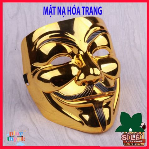 Mặt Nạ Nghệ Thuật Chú Hề Hacker Chính Hãng, Bạc Vàng Lấp Lánh - Phụ Kiện Thời Trang Độc Đáo cho Fan Vendetta