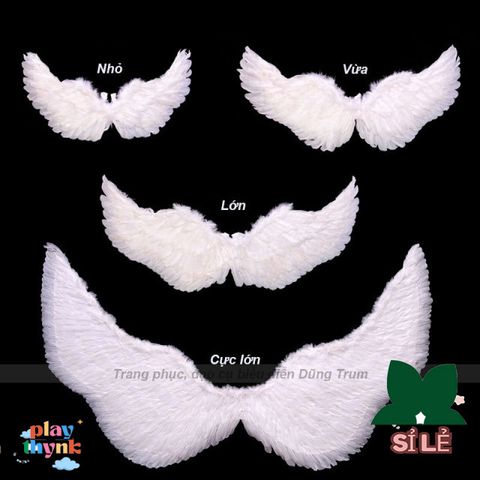 Set Trang Phục Hóa Trang Thiên Thần Cánh Lông Vũ Đen Trắng - Phụ Kiện Biểu Diễn Đáng Yêu Cho Bé và Người Lớn