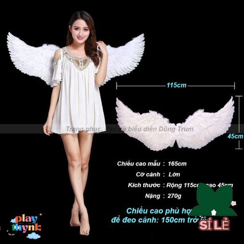 Set Trang Phục Hóa Trang Thiên Thần Cánh Lông Vũ Đen Trắng - Phụ Kiện Biểu Diễn Đáng Yêu Cho Bé và Người Lớn