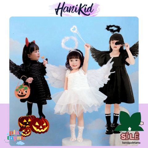 Cánh Thiên Thần Lông Vũ Halloween - Phụ Kiện Hóa Trang Công Chúa Tết Trung Thu, Set Cánh, Cài Đầu & Đũa Thiên Thần Lễ Hội