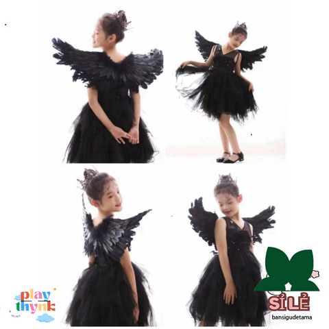 Cánh Thiên Thần Lông Vũ Halloween - Phụ Kiện Hóa Trang Công Chúa Tết Trung Thu, Set Cánh, Cài Đầu & Đũa Thiên Thần Lễ Hội