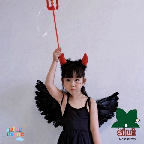 Cánh Thiên Thần Lông Vũ Halloween - Phụ Kiện Hóa Trang Công Chúa Tết Trung Thu, Set Cánh, Cài Đầu & Đũa Thiên Thần Lễ Hội