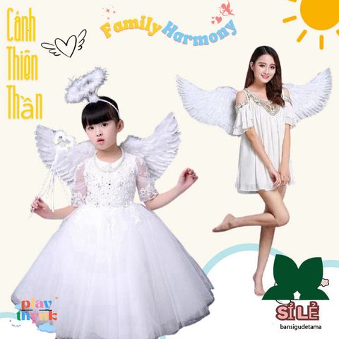 Bộ Trang Phục Cánh Thiên Thần Cho Bé - Hóa Trang Công Chúa Trung Thu, Halloween, Tết với Cánh và Đũa Thiên Thần, Quà Tặng Độc Đáo