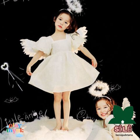 Bộ Trang Phục Cánh Thiên Thần Cho Bé - Hóa Trang Công Chúa Trung Thu, Halloween, Tết với Cánh và Đũa Thiên Thần, Quà Tặng Độc Đáo